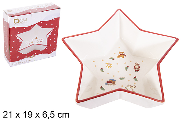 Bandeja cerámica forma estrella Navidad 21x19 cm