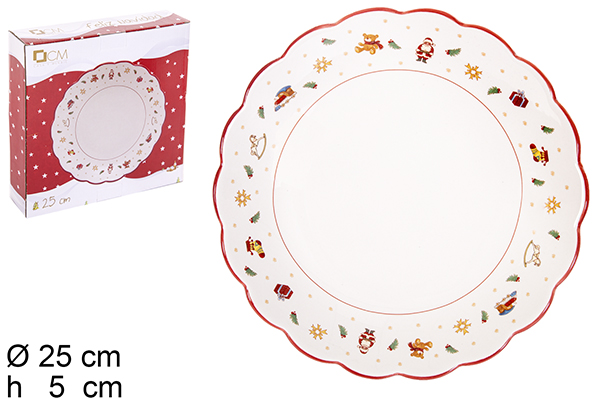 Bandeja cerámica redonda figuras Navidad 25 cm