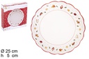 Plat céramique rond avec figures de Noël 25 cm