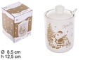 Pot en céramique avec cuillère Noël doré New 8,5x12,5 cm