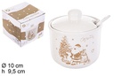 Pot en céramique avec cuillère Noël doré New 10x9,5 cm