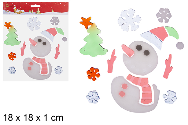 Adesivo de gel boneco de neve para decorar 18 cm