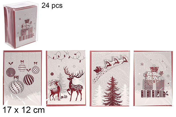Postal blanca decorar Navidad surtido 3D 17x12 cm