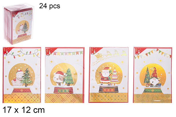 Santa Claus glitter Christmas postcard 17x12 cm  