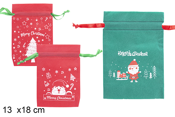 Sacco bianco decorato di Natale 13x18 cm 