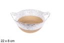 Cestino in corda di carta naturale/argento con manico 22x8 cm