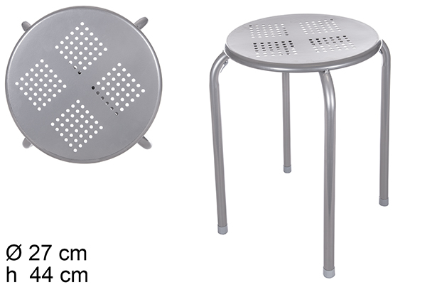 Taburete metal plateado