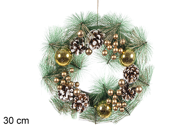 Corona Navidad oro 30 cm