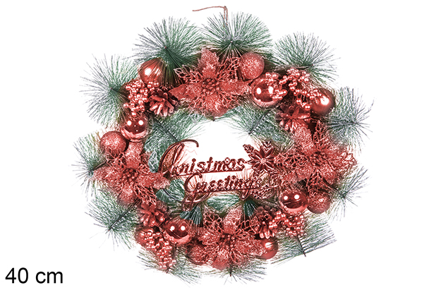Corona Navidad roja 40 cm