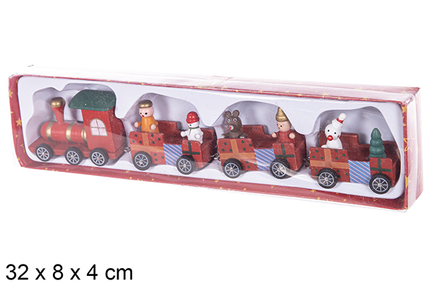 Trem de madeira de Natal 32x8x4 cm