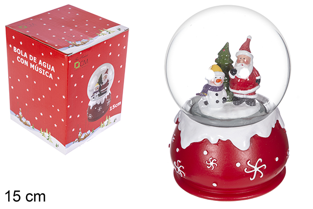 Bola de agua con música Navidad 15 cm