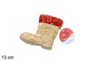 Colgante bota decorado lentejuelas rojo/oro 13 cm