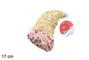 Colgante gorro decorado lentejuelas rosa/oro 17 cm