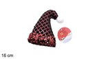 Colgante gorro decorado lentejuelas negro/granate 16 cm