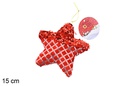 Pingente estrela decorado com lantejoulas vermelhas 15 cm
