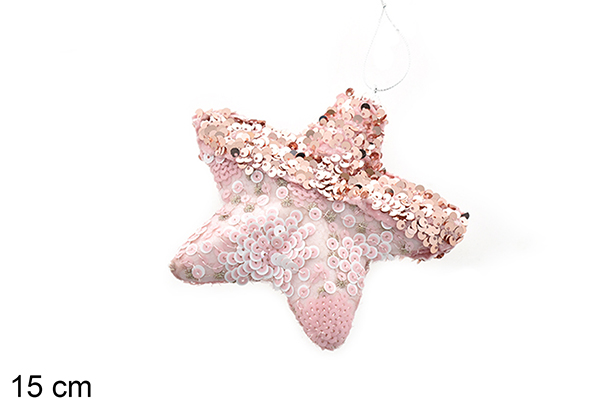 Pingente estrela decorado com lantejoulas rosa/rosa claro 15 cm