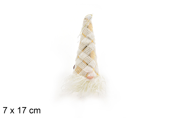 Colgante duende blanco/oro 7x17 cm