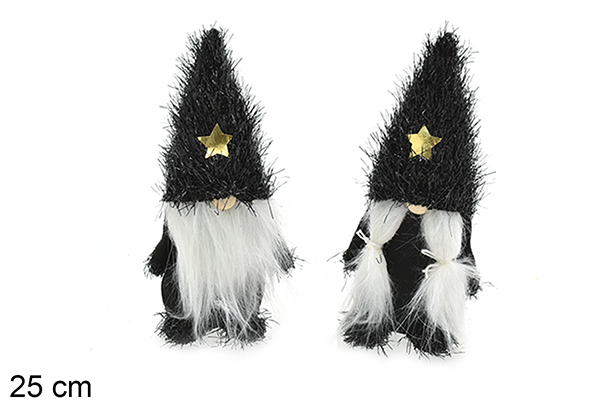 Duende Navidad negro con estrella oro 25 cm