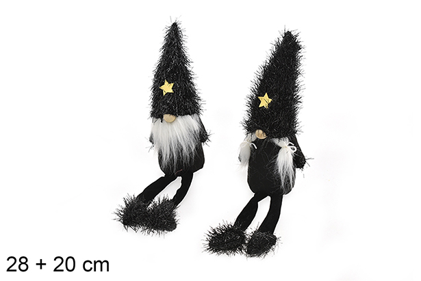 Estrela de ouro negro de duende de Natal com pernas 28+20 cm