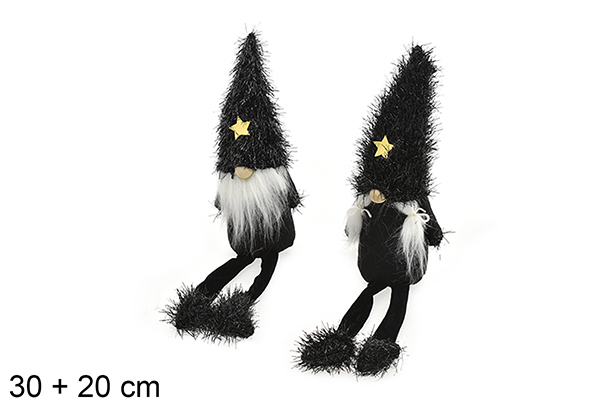 Estrela de ouro negro de duende de Natal com pernas 30+20 cm
