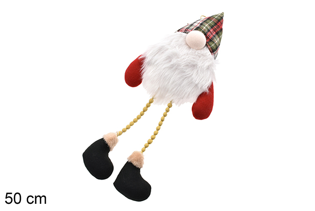 Duende de Natal branco/vermelho com pernas 50 cm