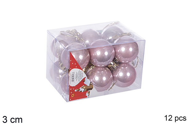 Pack 12 bolas ouro rosa brilhantes 3 cm