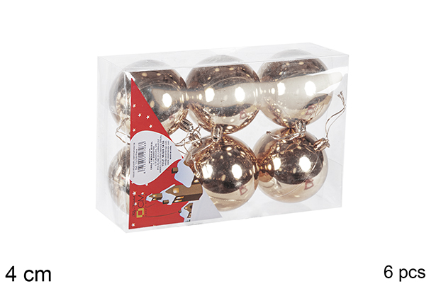 Pack 6 bolas champagne brillo 4 cm