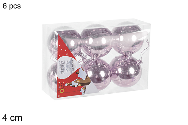 Pack 6 bolas oro rosa brillo 4 cm
