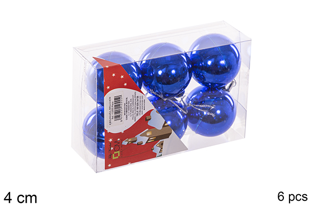 Pack 6 bolas azul brillo 4 cm