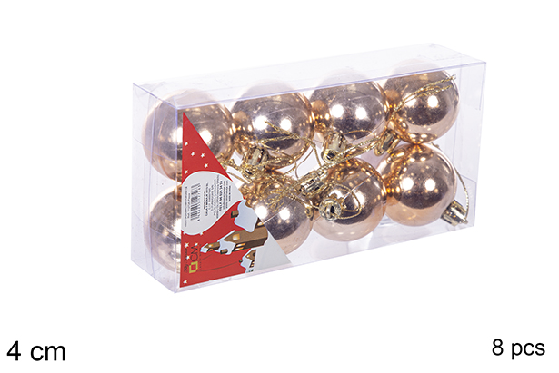 Pack 8 palline champagne lucide 4 cm