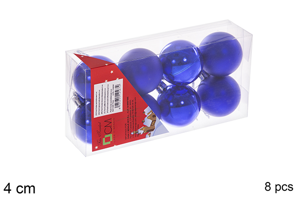Pack 8 bolas azul brillo/mate  4 cm