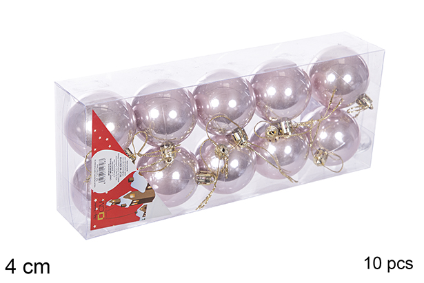 Pack 10 bolas ouro rosa brilhantes 4 cm