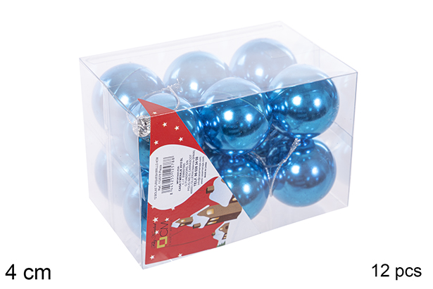 Pack 12 bolas turquesas brilhantes 4 cm