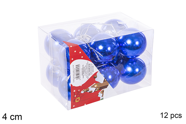 Pack 12 bolas azul brillo 4 cm