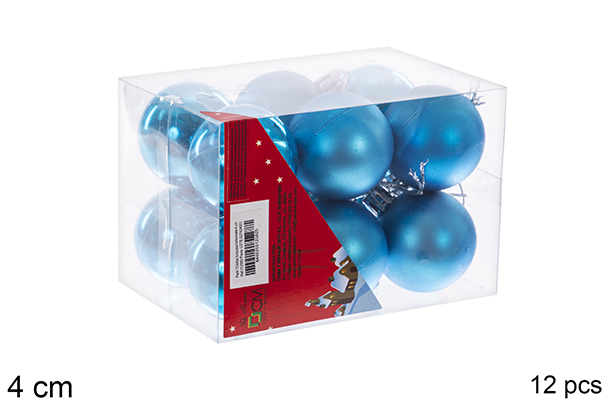 Pack 12 bolas turquesas brilhantes/foscas 4 cm