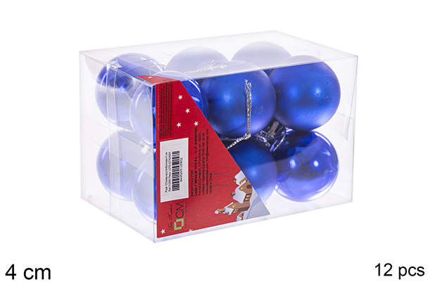 Pack 12 bolas azul brillo/mate 4 cm