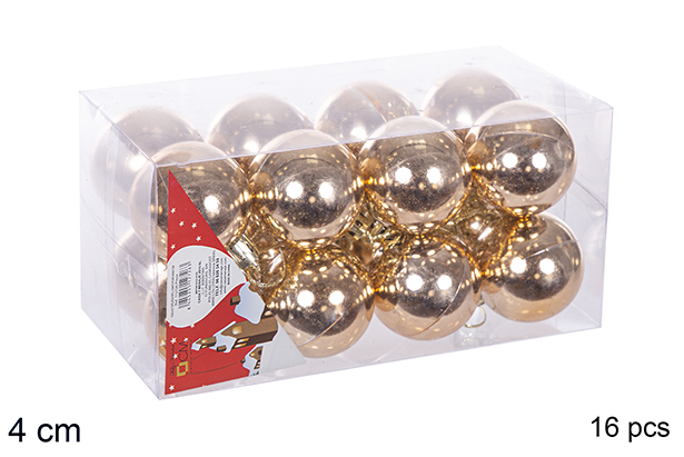 Pack 16 boules champagne brillantes 4 cm