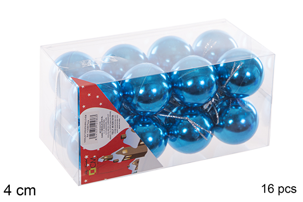 Pack 16 bolas turquesa brillo 4 cm