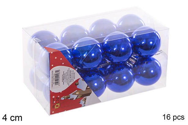 Pack 16 palline blu lucide 4 cm
