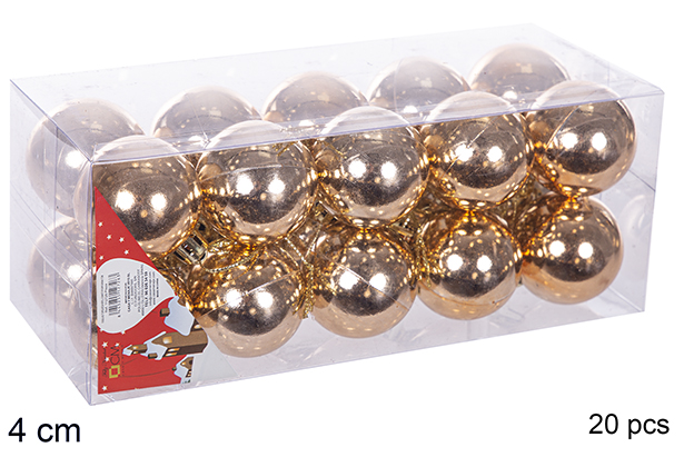 Pack 20 bolas champanhe brilhantes 4 cm