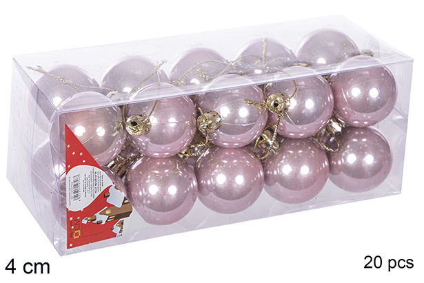 Pack 20 shiny rose gold bauble 4 cm