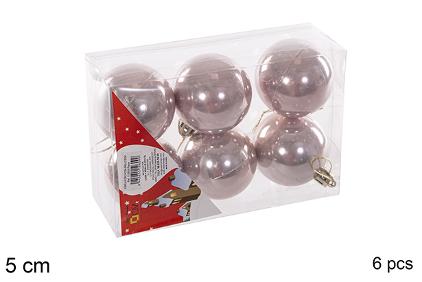 Pack 6 palline oro rosa lucide 5 cm
