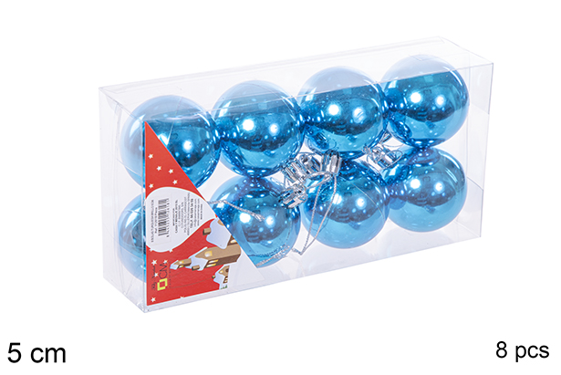 Pack 8 palline turchese lucide 5 cm