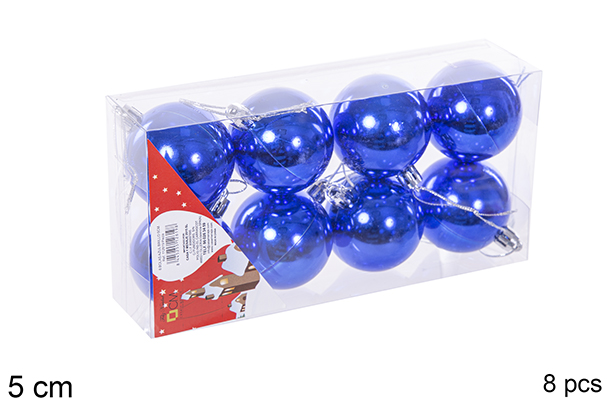 Pack 8 palline blu lucide 5 cm