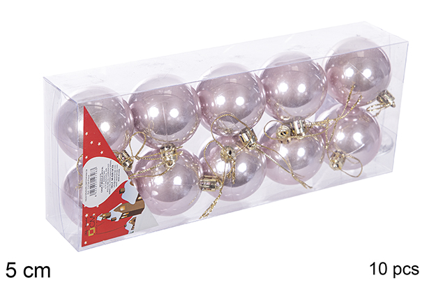 Pack 10 palline oro rosa lucide 5 cm