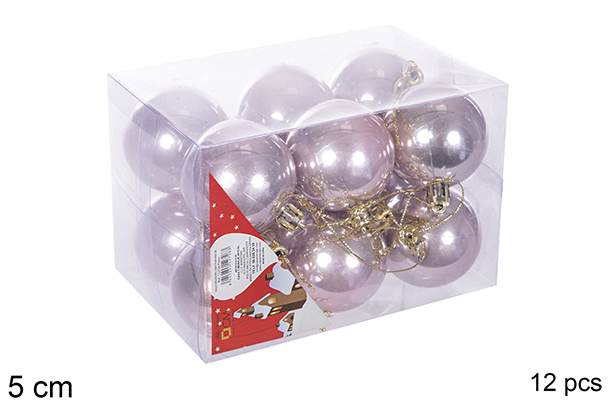 Pack 12 palline oro rosa lucide 5 cm