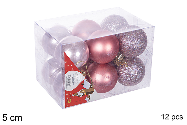 Pack 12 bolas ouro rosa brilhantes/foscas/glitter 5 cm