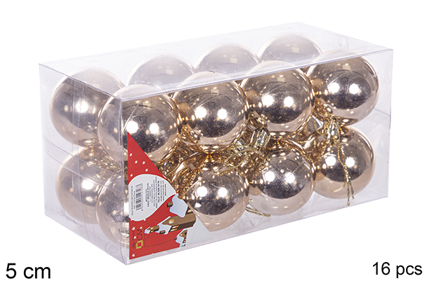 Pack 16 bolas champagne brillo 5 cm
