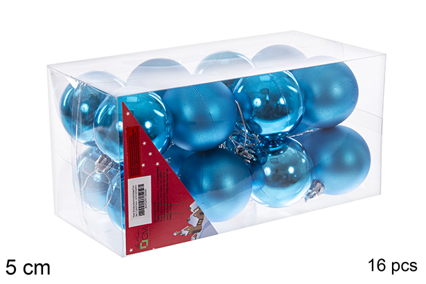 Pack 16 palline turchese lucide/opache 5 cm