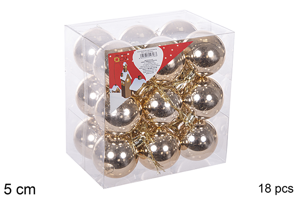Pack 18 shiny champagne bauble 5 cm
